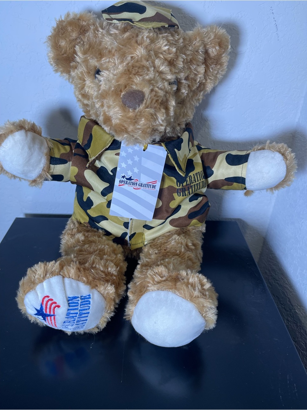 Plush Brown Teddy Bear in Camouflage Jacket
